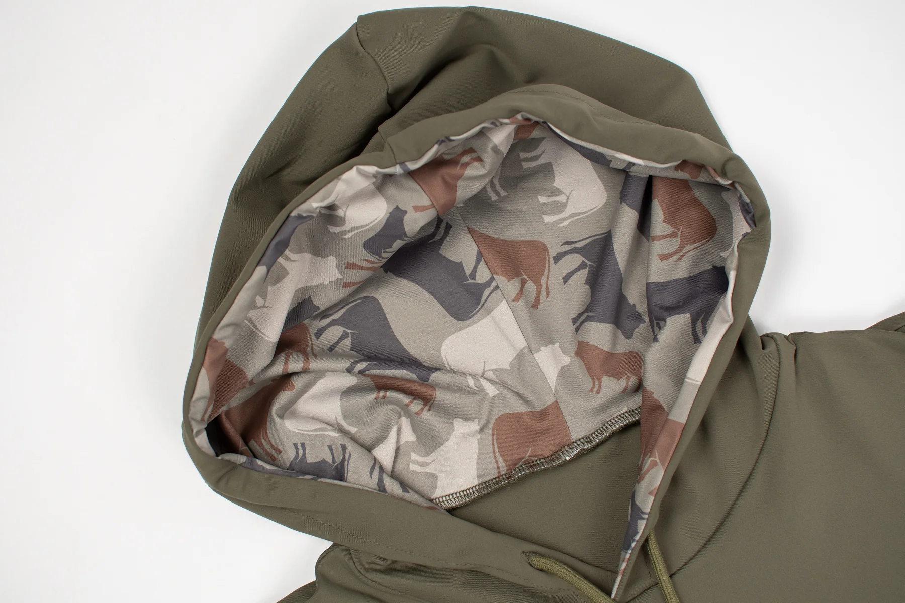 AFC Olive Performance Adult Hoodie w/ Cow Camo Hood - Image 6