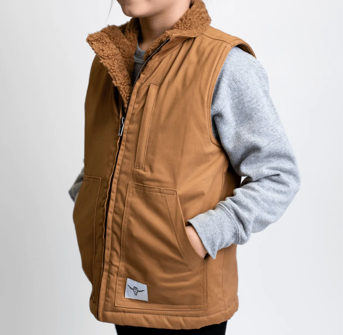 AFC Sherpa Lined Brown Vest - Toddler/Youth - Image 4