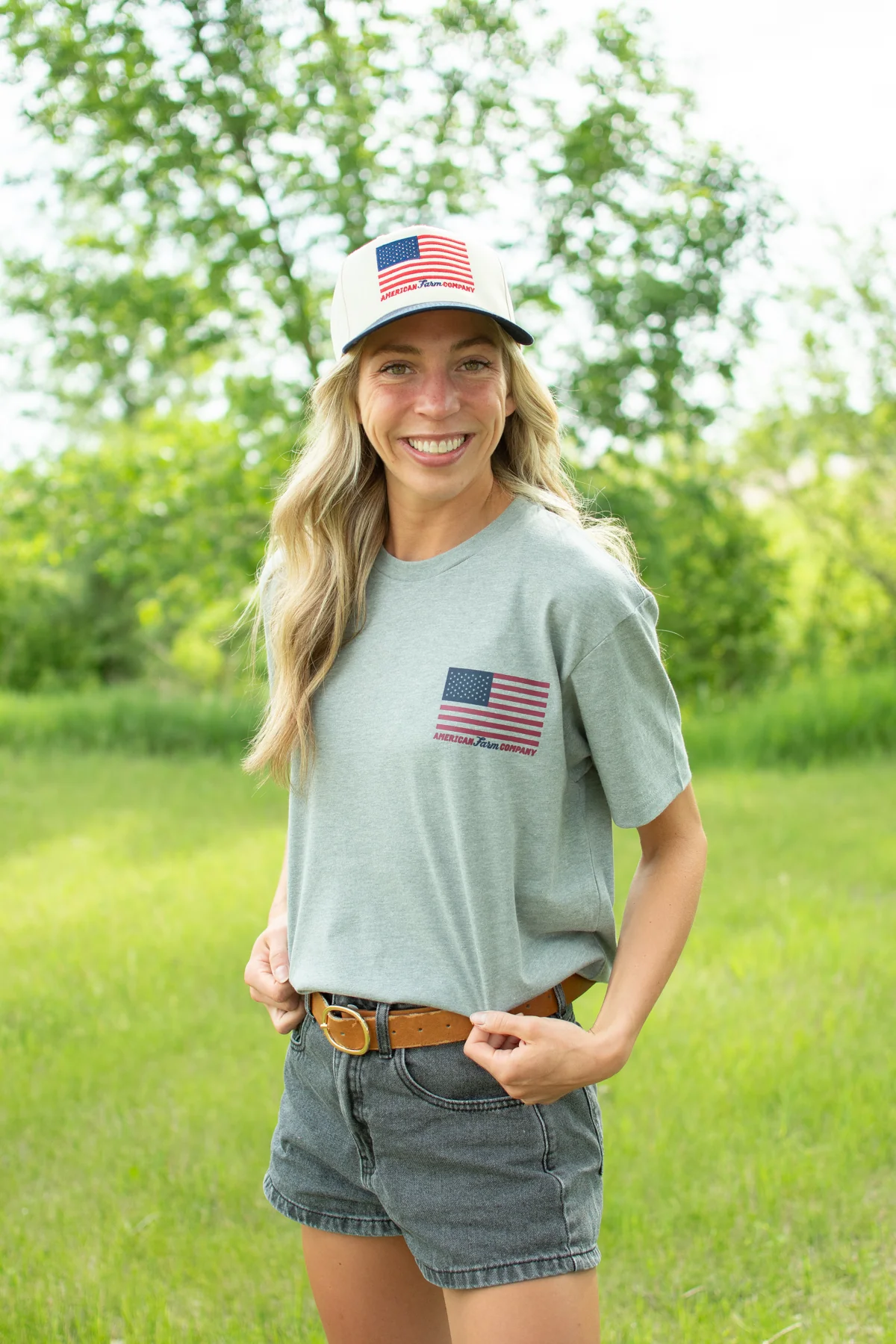 American Farm Company Flag Gray Essentials Tee - Image 3