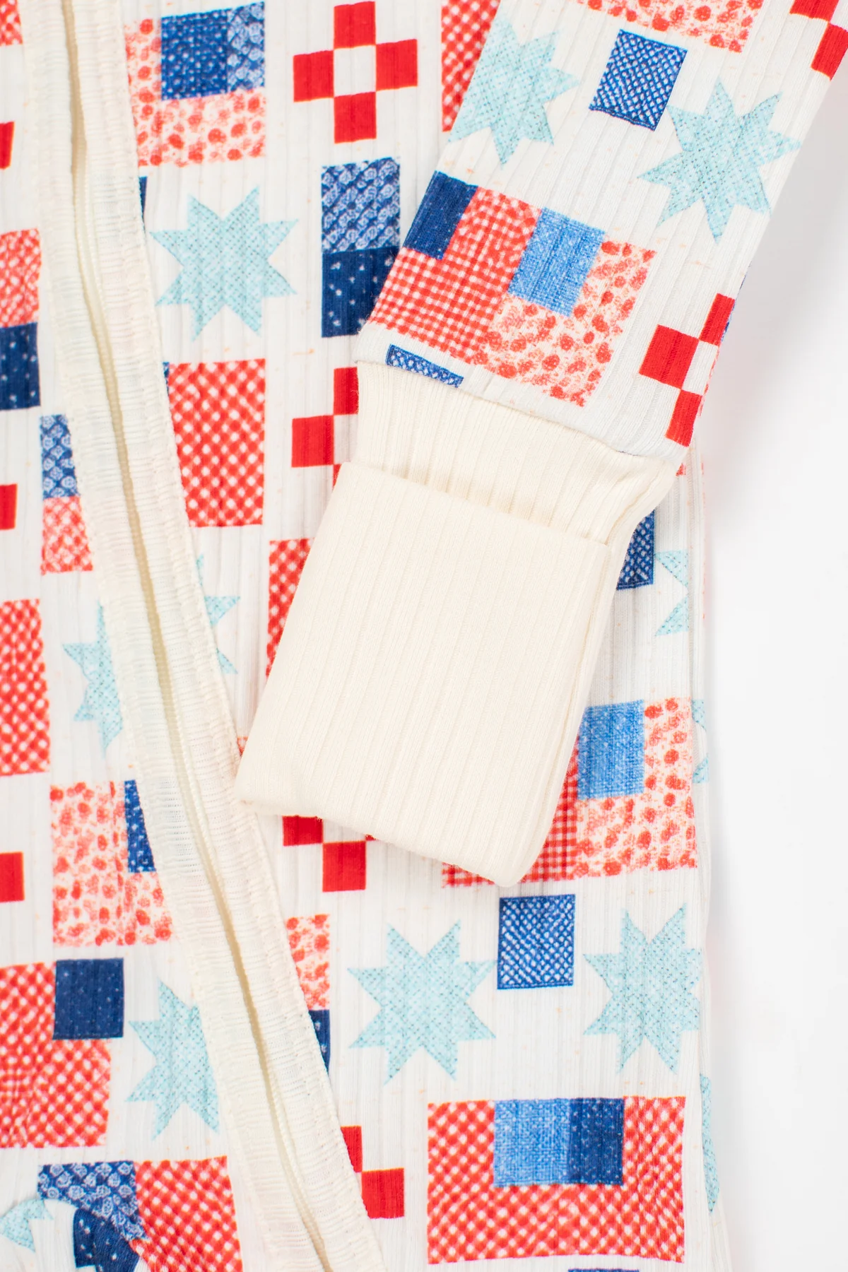Patriotic Patchwork Baby Ribbed Cotton Zippy - Image 4