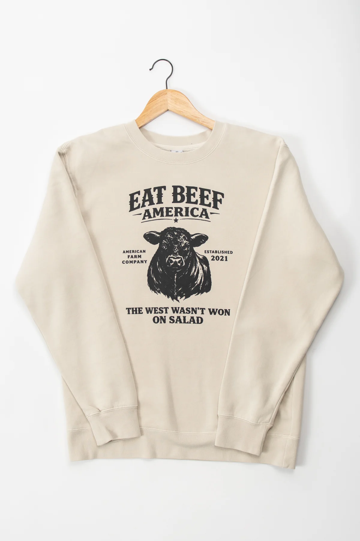 Black Angus 'Eat Beef America' Cream Crewneck - Image 3