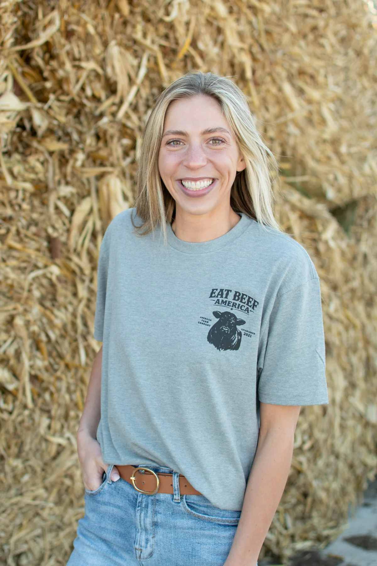 Black Angus 'Eat Beef America' Gray Essentials Tee - Image 3