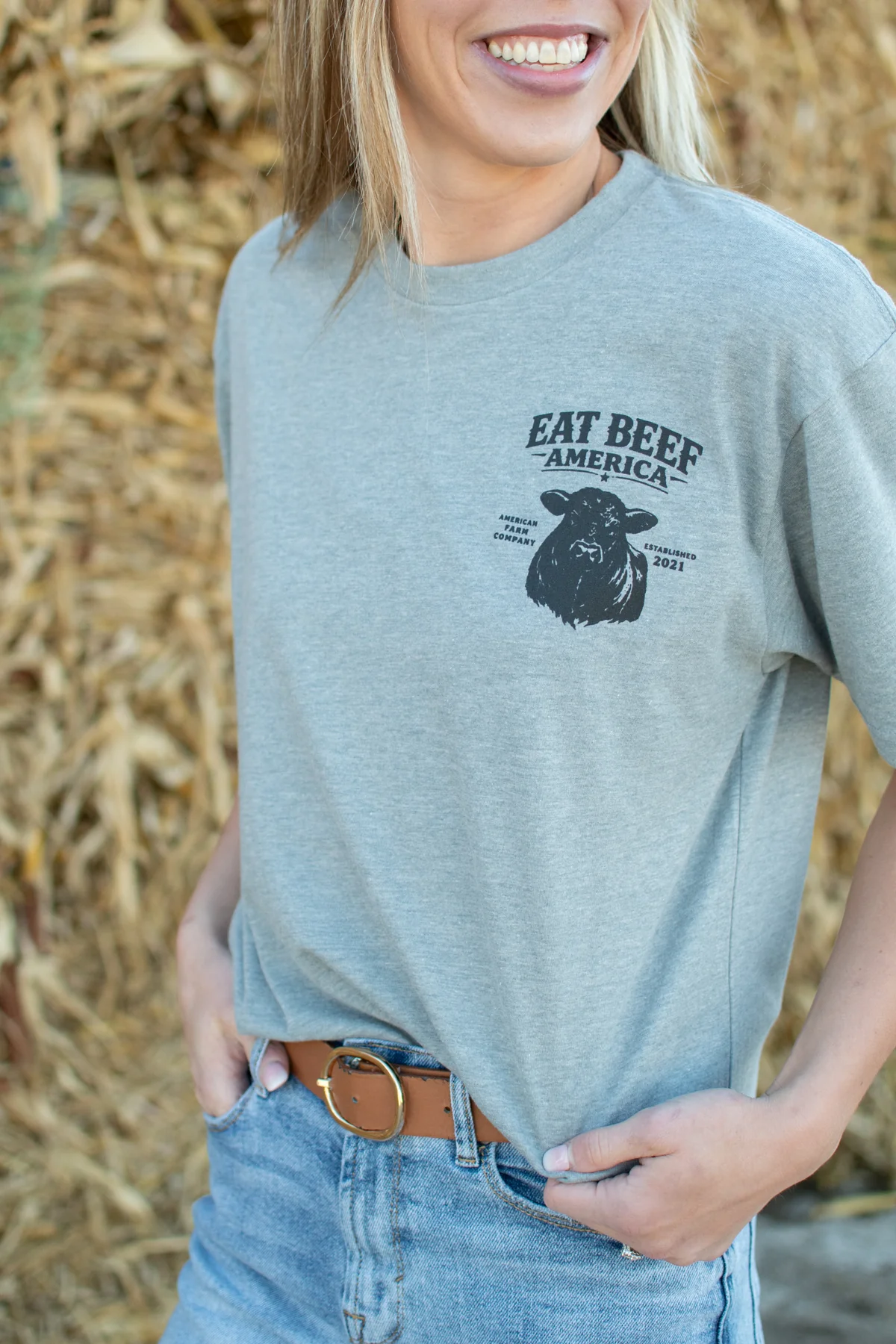 Black Angus 'Eat Beef America' Gray Essentials Tee - Image 5