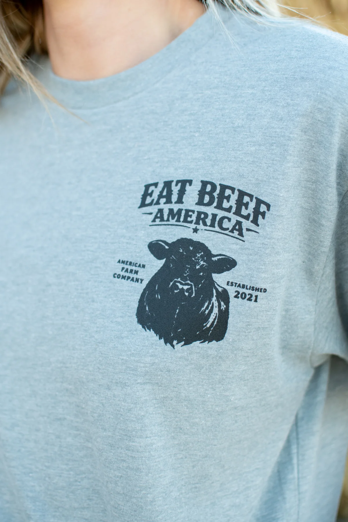 Black Angus 'Eat Beef America' Gray Essentials Tee - Image 6