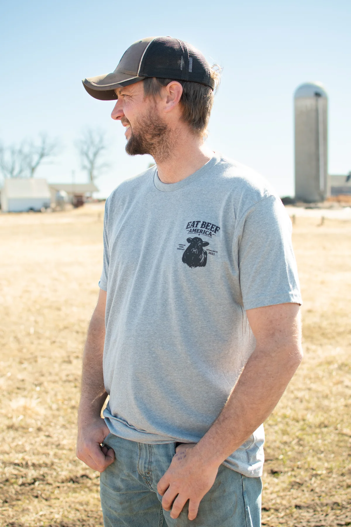 Black Angus 'Eat Beef America' Gray Essentials Tee - Image 8