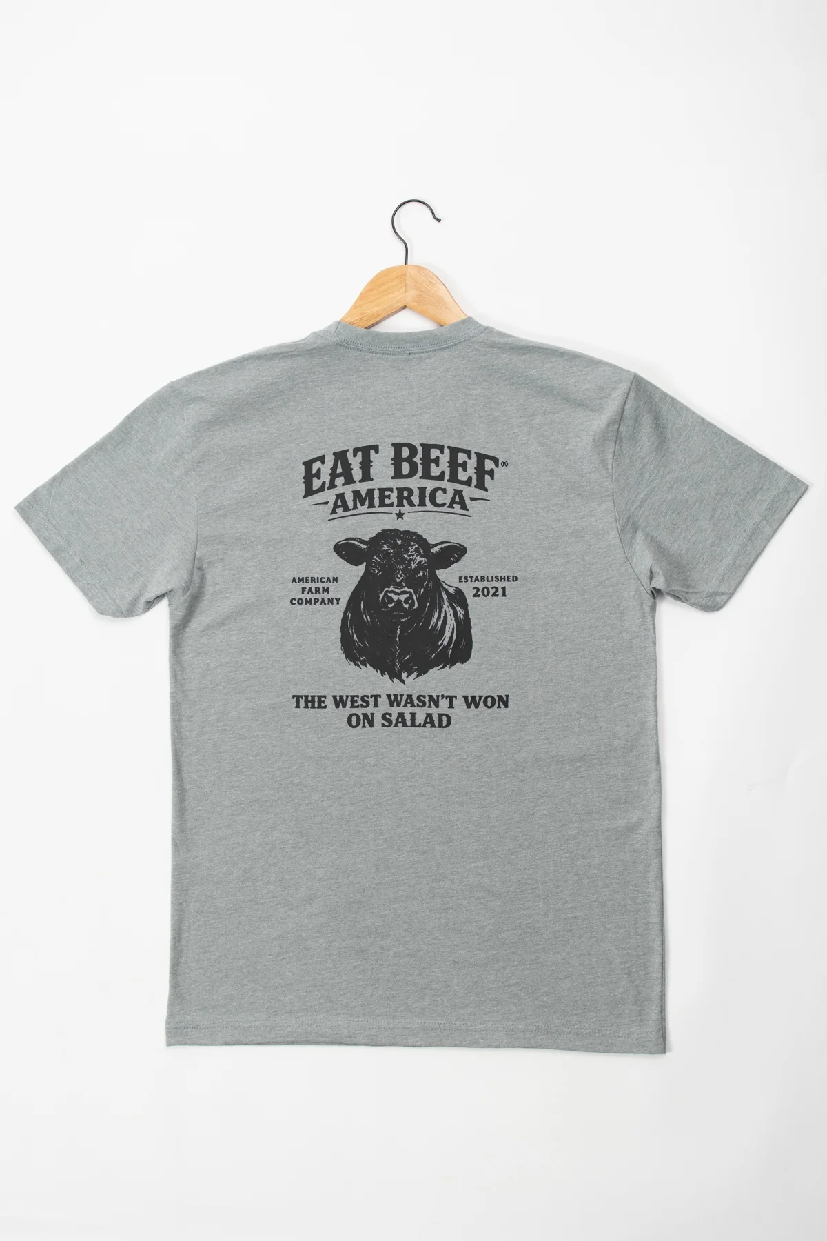 Black Angus 'Eat Beef America' Gray Essentials Tee - Image 9