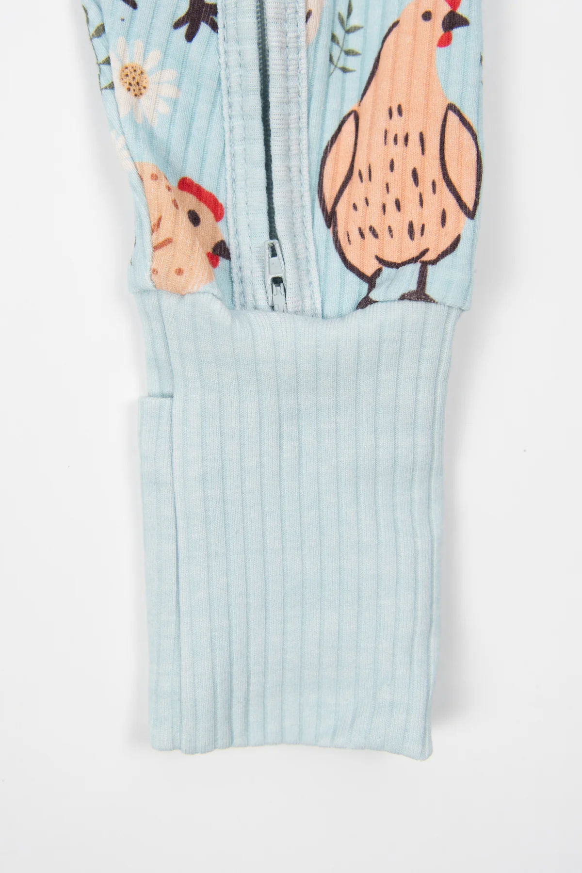 Blue Chickens & Blooms Baby Ribbed Cotton Zippy - Image 5