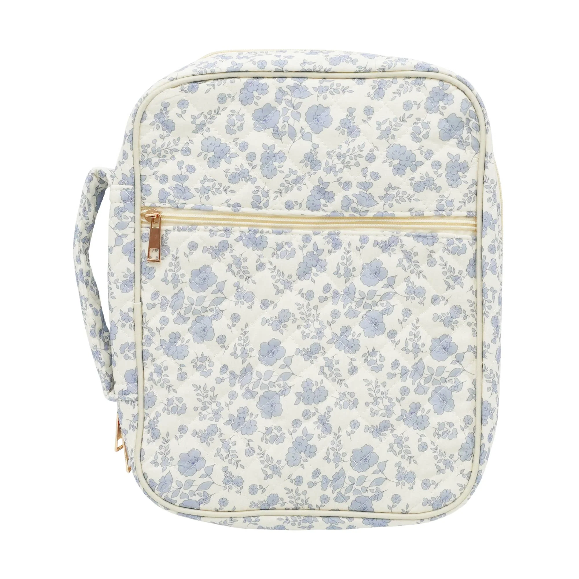 Blue Floral Quilted Bible Case
