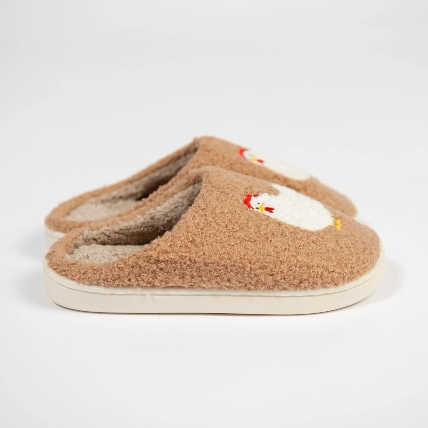 Brown Fuzzy Chicken Slippers - Kids - Image 3