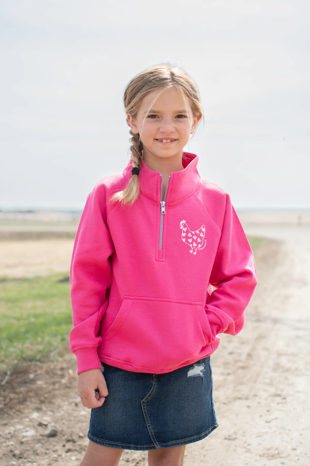 Chicken Heart Hot Pink Youth 1/4 Zip - Image 3