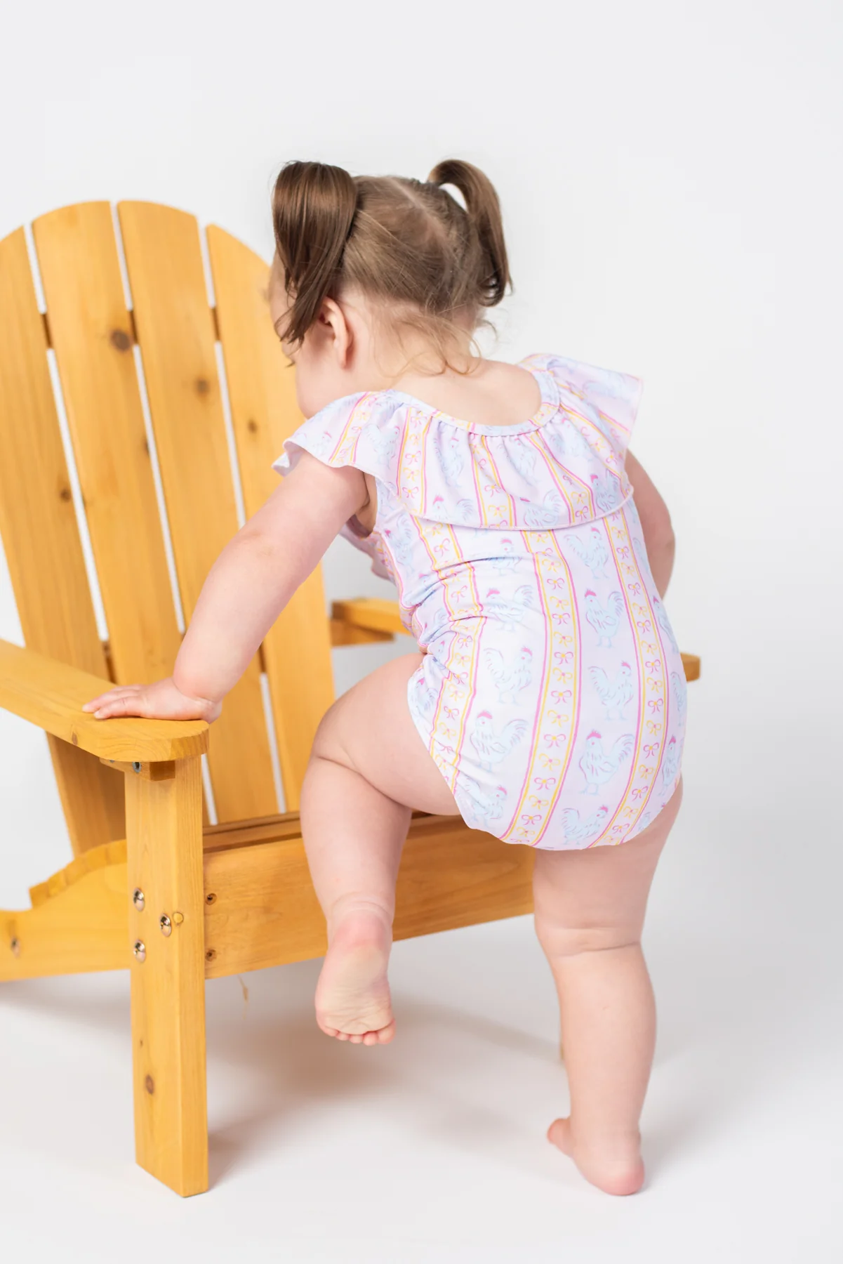 Pink Chickens & Bows Baby Ruffle Swimsuit - Image 5