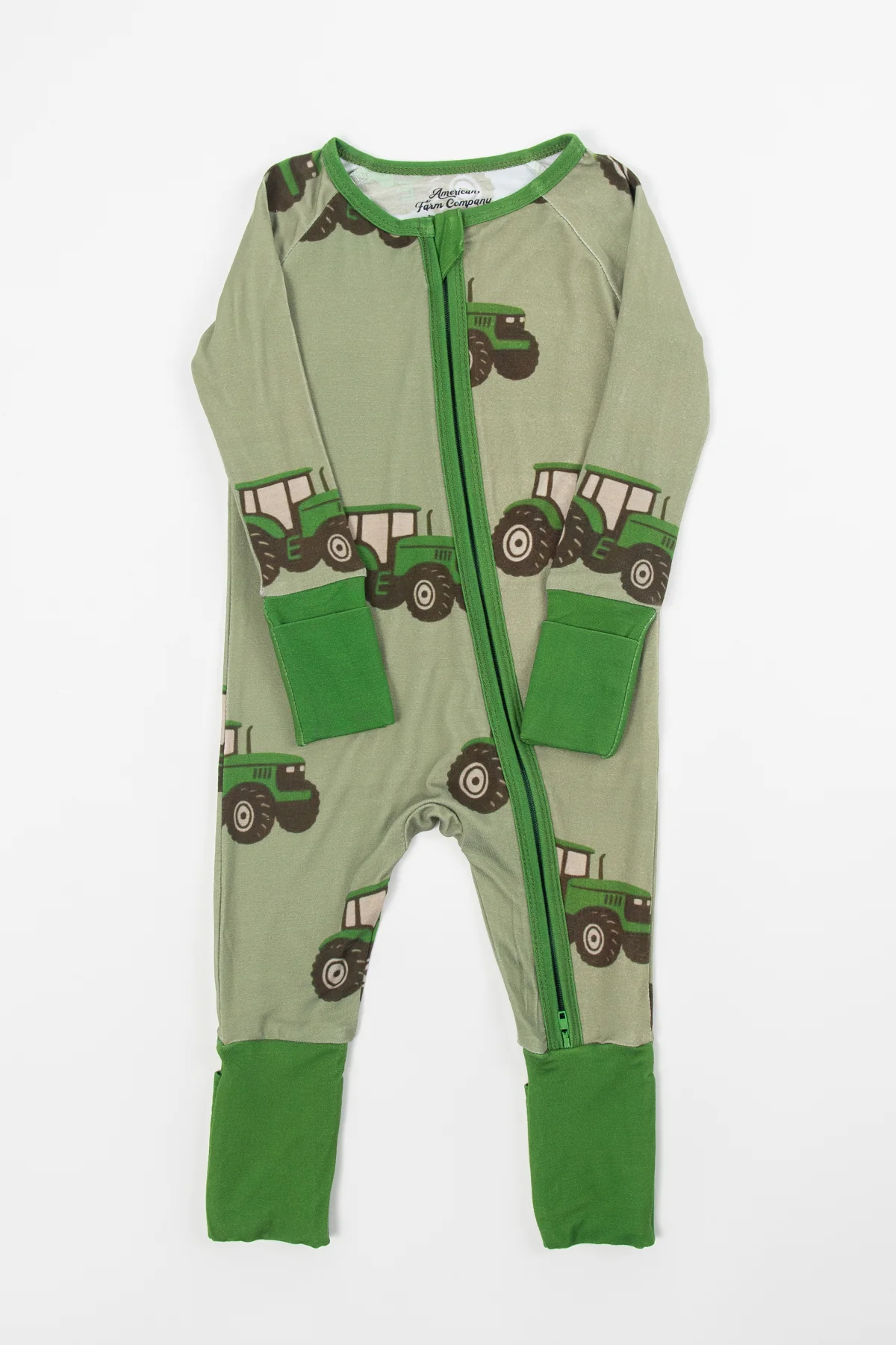 Classic Green Tractor Baby Bamboo Zippy - Image 5