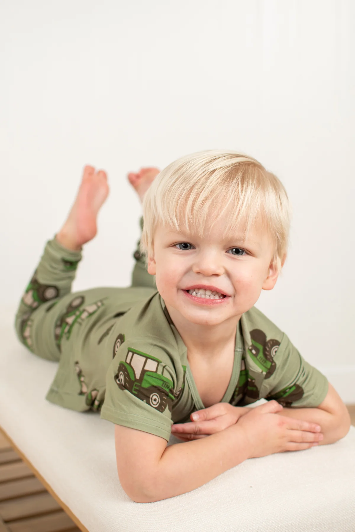Classic Green Tractor Toddler/Youth Bamboo Pajama Set - Image 4