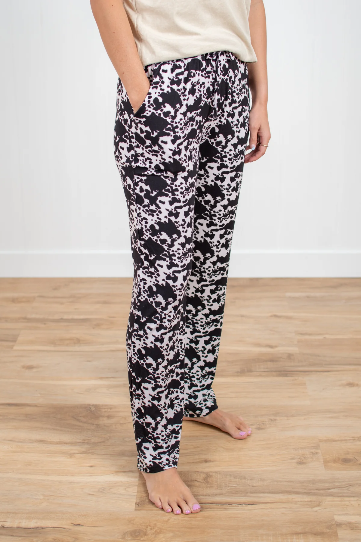 Cow Print Adult Bamboo Pajama Pants - Image 3