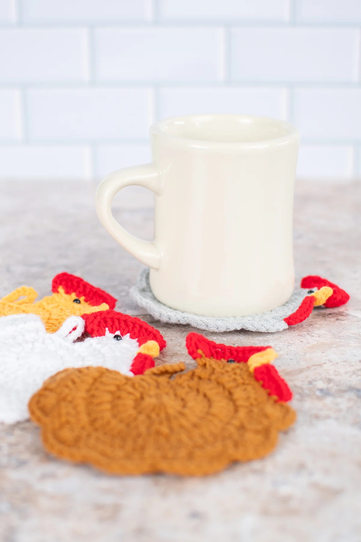 Crochet Chicken Coasters - Set of 4 - Image 3