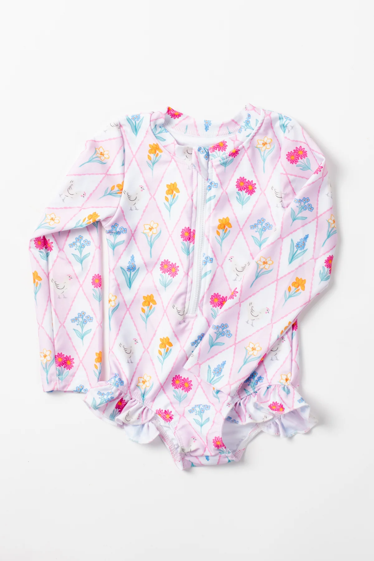 Diamond Floral Chicken Baby Longsleeve Swimsuit - Image 4