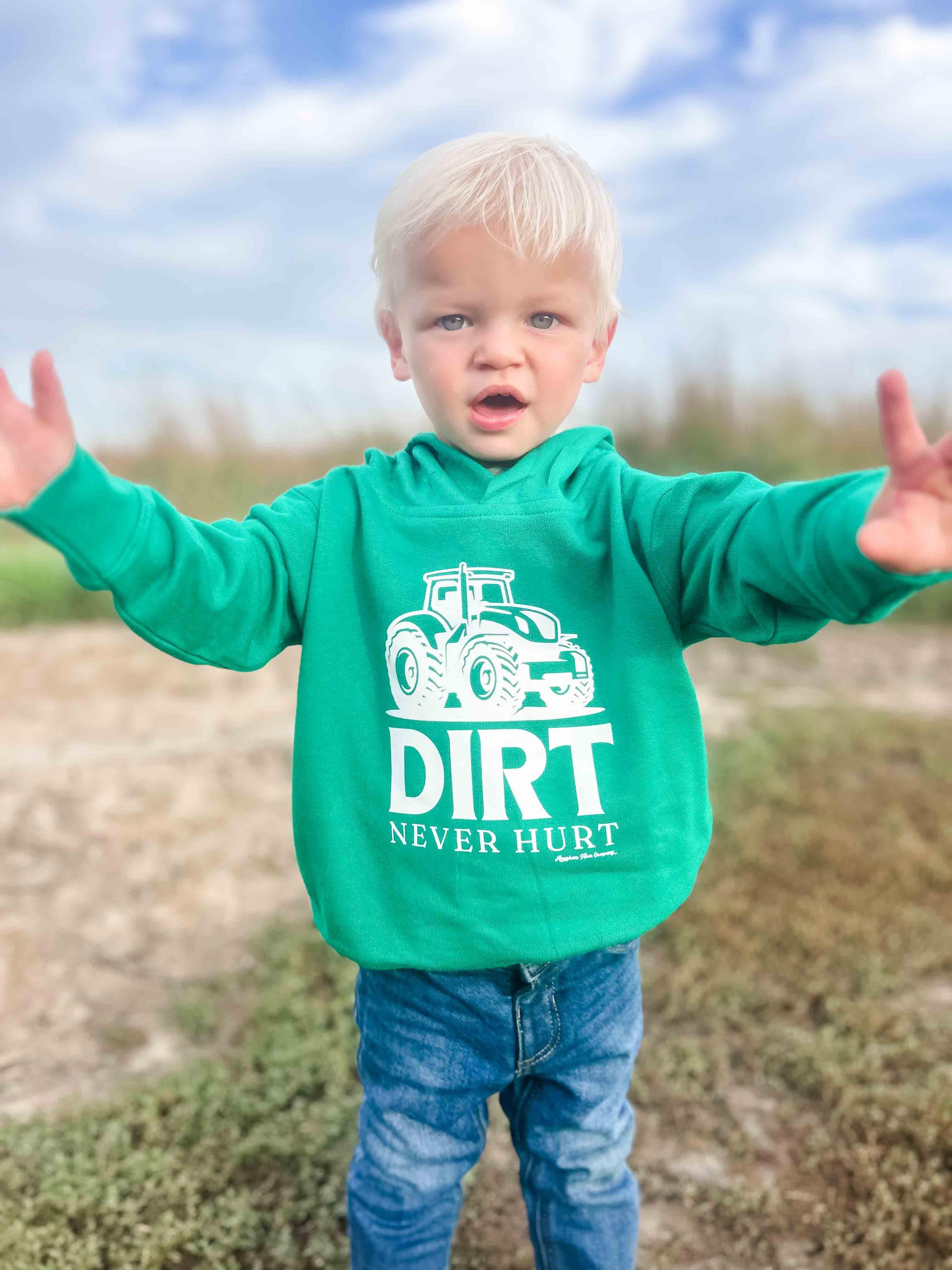 Dirt Never Hurt' Green Toddler/Youth Hoodie - Image 4