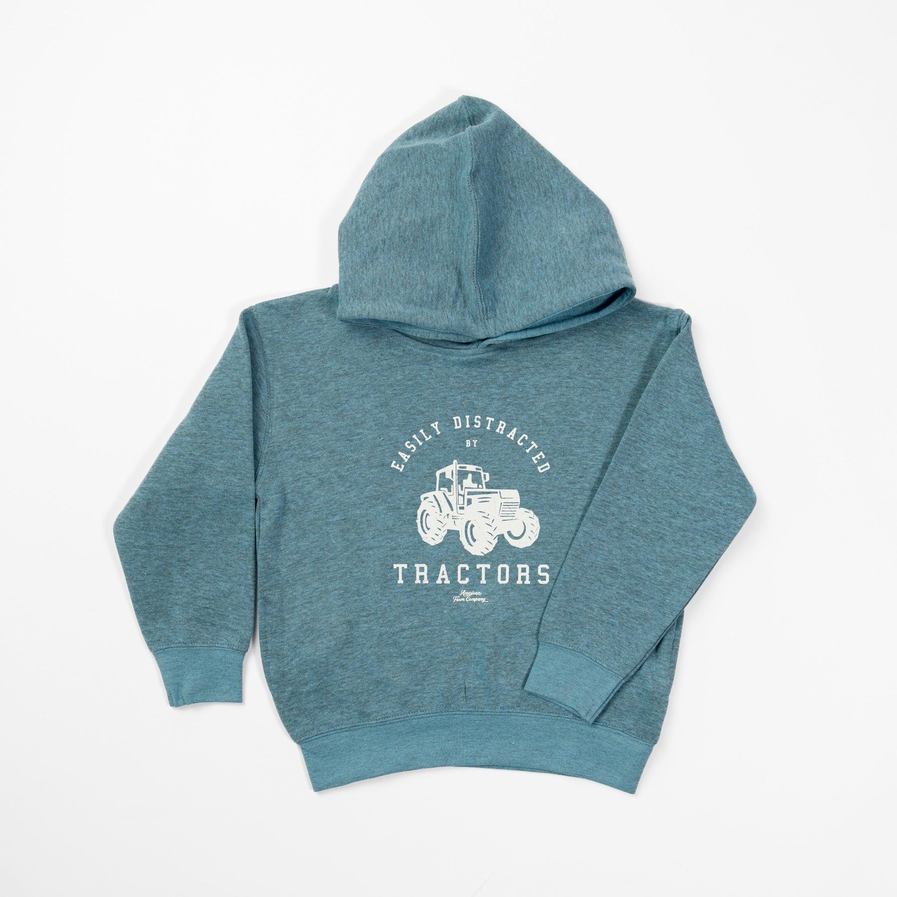 Easily Distracted by Tractors' Toddler/Youth Blue Hoodie - Image 4