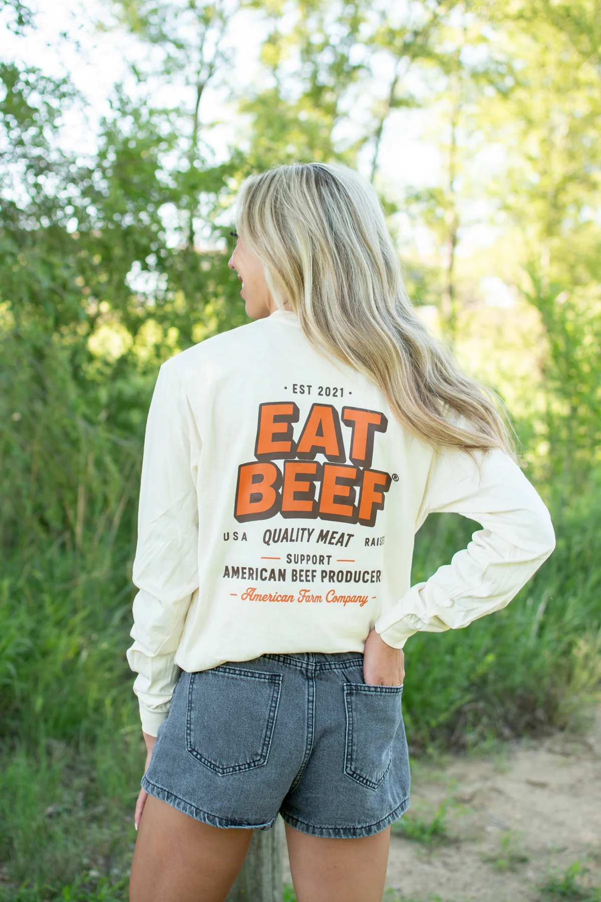 'Eat Beef' Ivory Long Sleeve - Image 3
