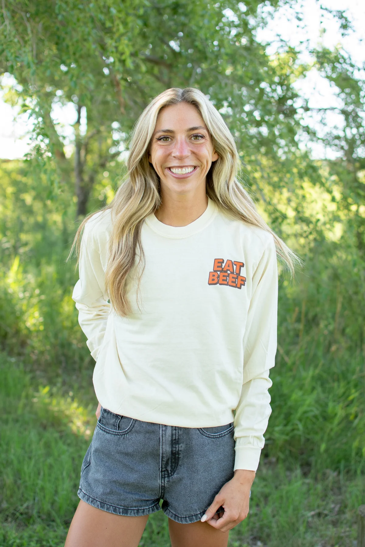 'Eat Beef' Ivory Long Sleeve - Image 4