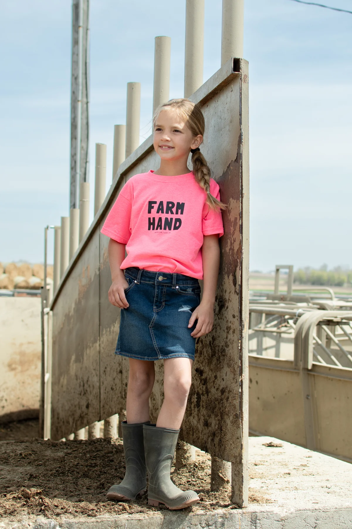 Farm Hand' Safety Pink Youth Tee