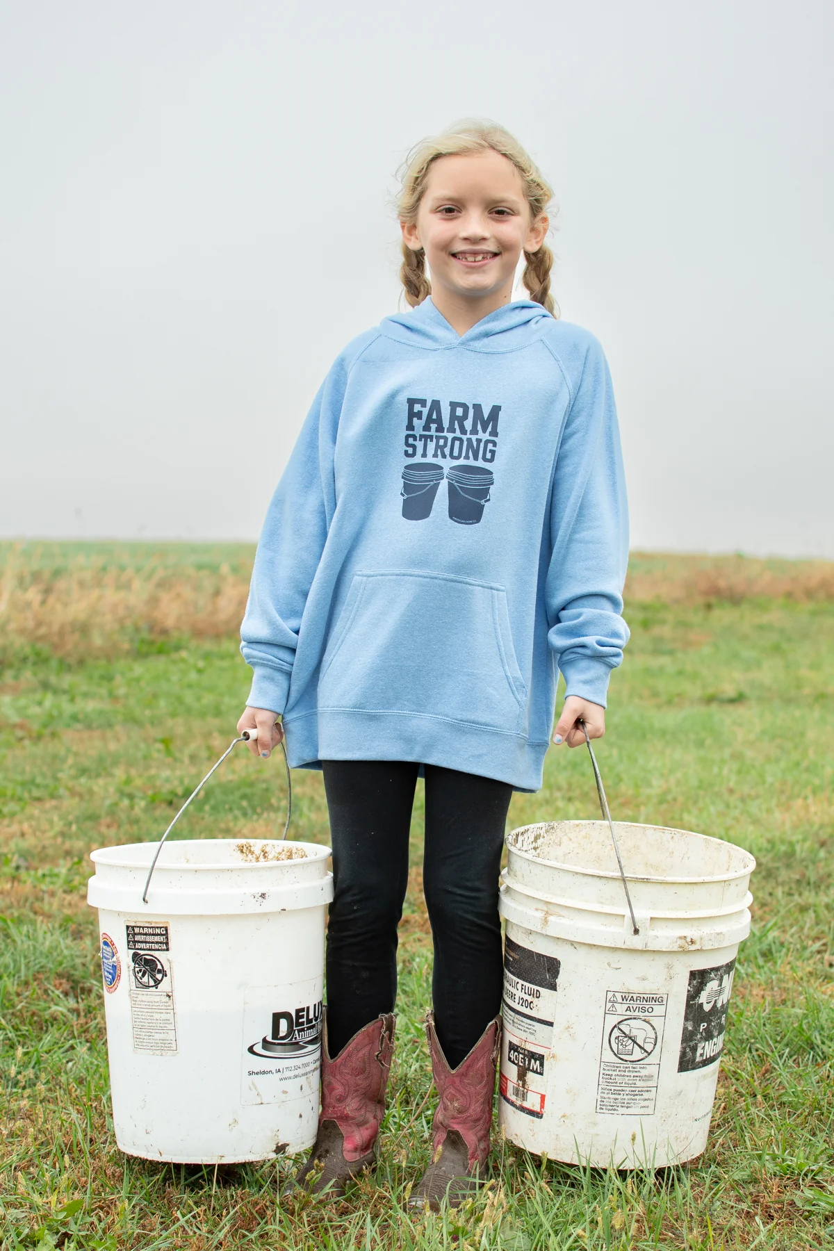 Farm Strong' Toddler/Youth Blue Hoodie