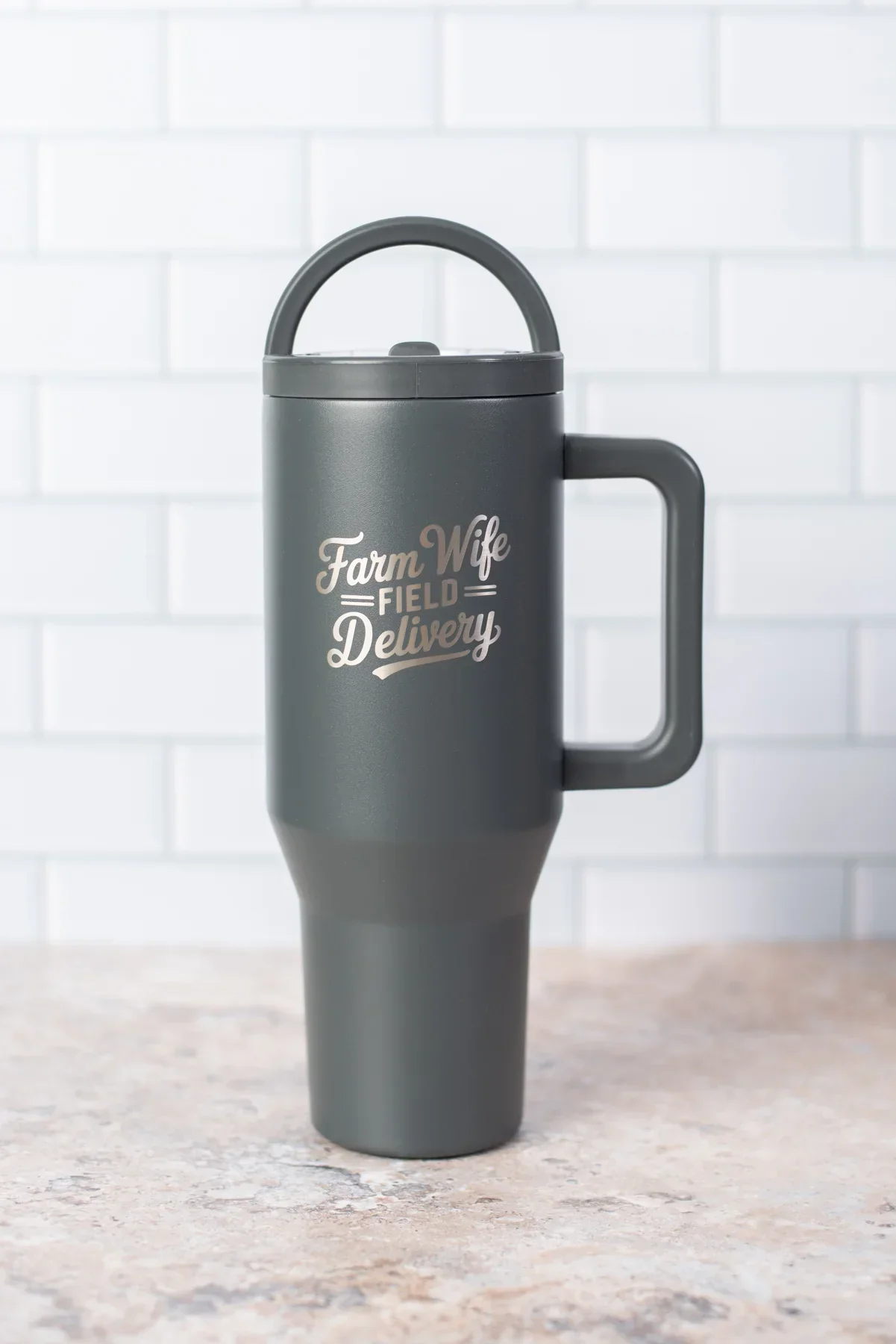 Farm Wife Field Delivery' 40oz Water Tank Tumbler - Charcoal - Image 3