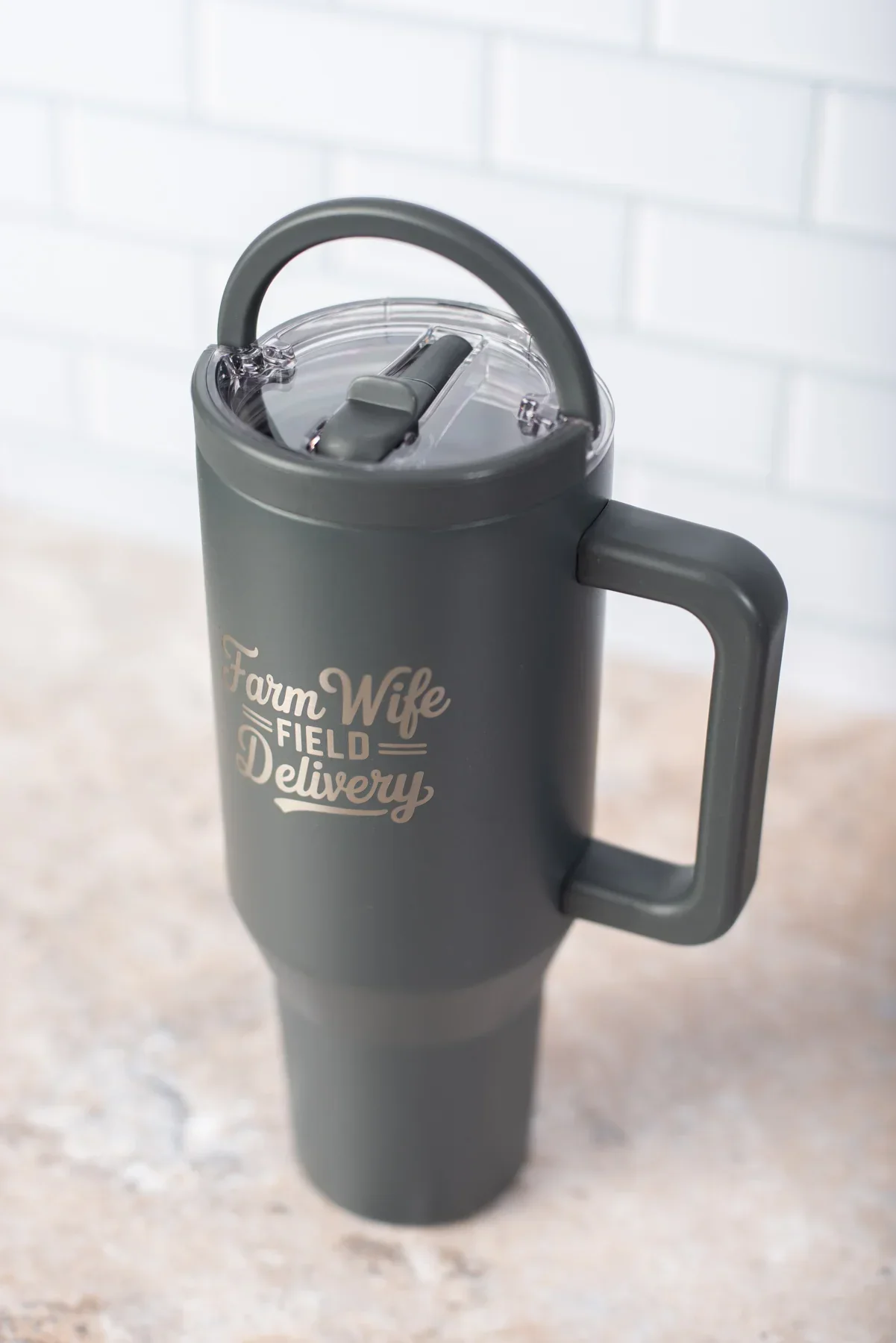 Farm Wife Field Delivery' 40oz Water Tank Tumbler - Charcoal - Image 4