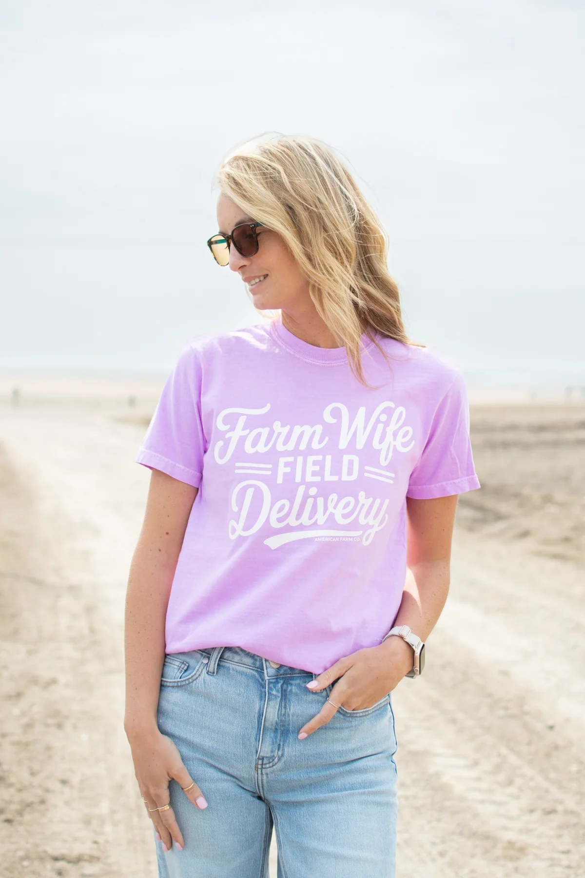 Farm Wife Field Delivery' Neon Purple Tee - Image 3