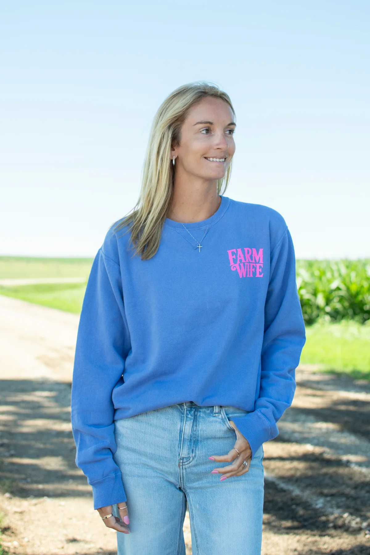 'Farm Wife - He Farms. I Do Everything Else.' Crewneck - Image 6