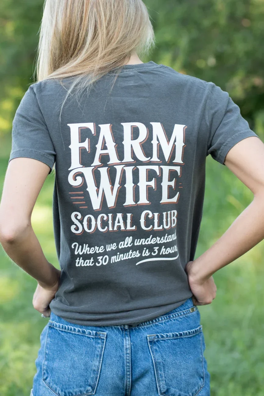 Farm Wife Social Club' Charcoal Tee - Image 2