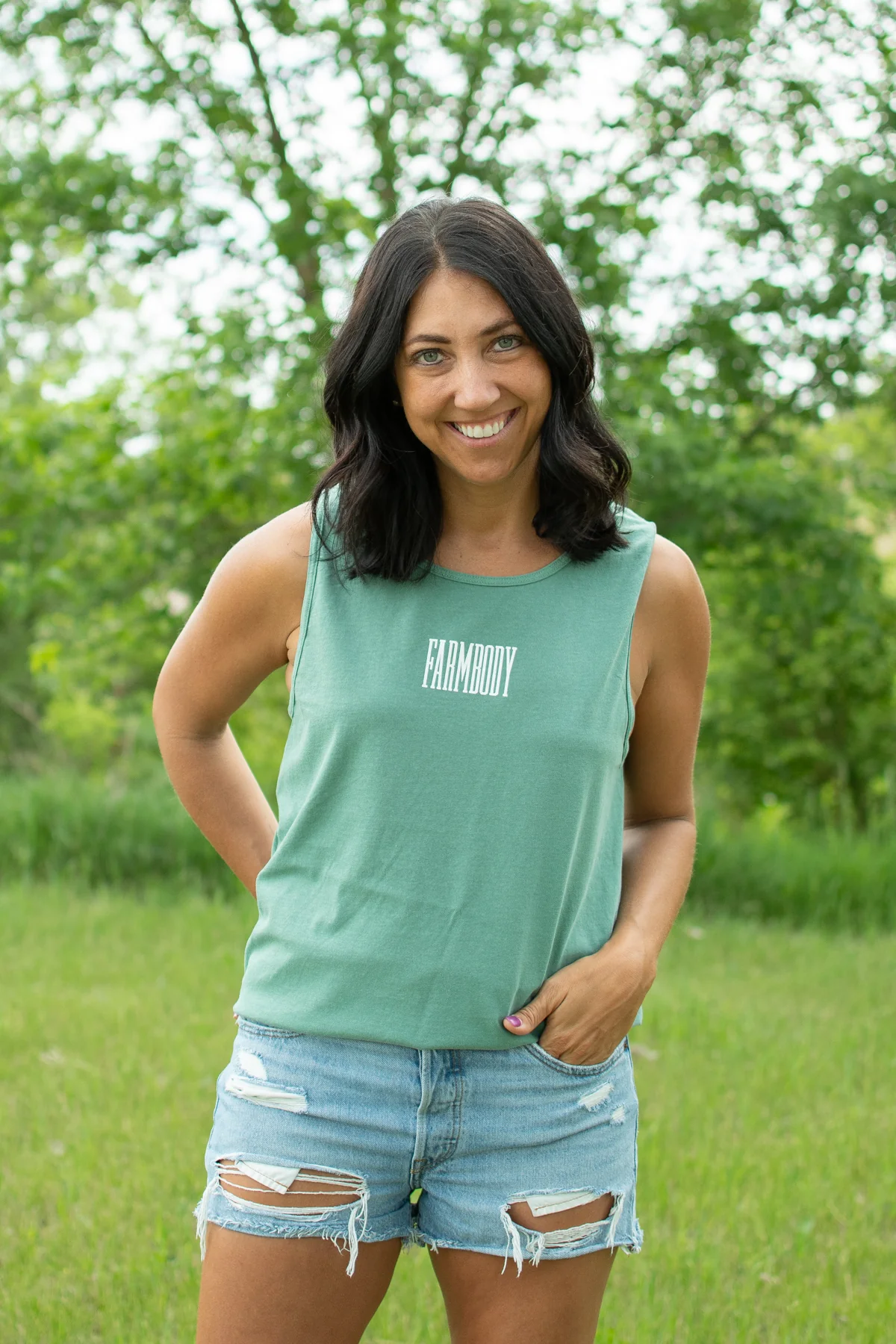 Farmbody' Washed Green Tank Top - Image 2