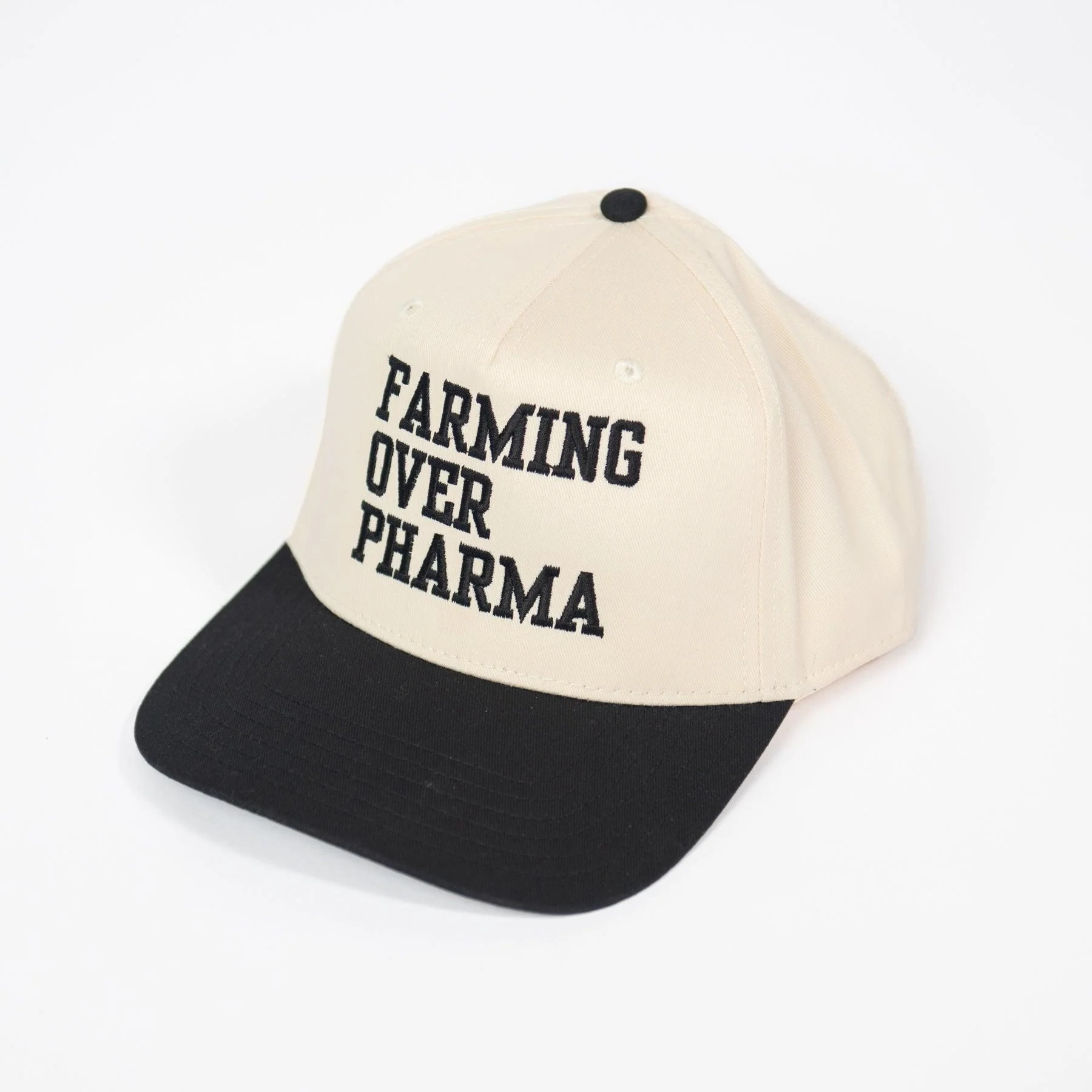 Farming over Pharma' Black Embroidered Trucker Hat - Image 3