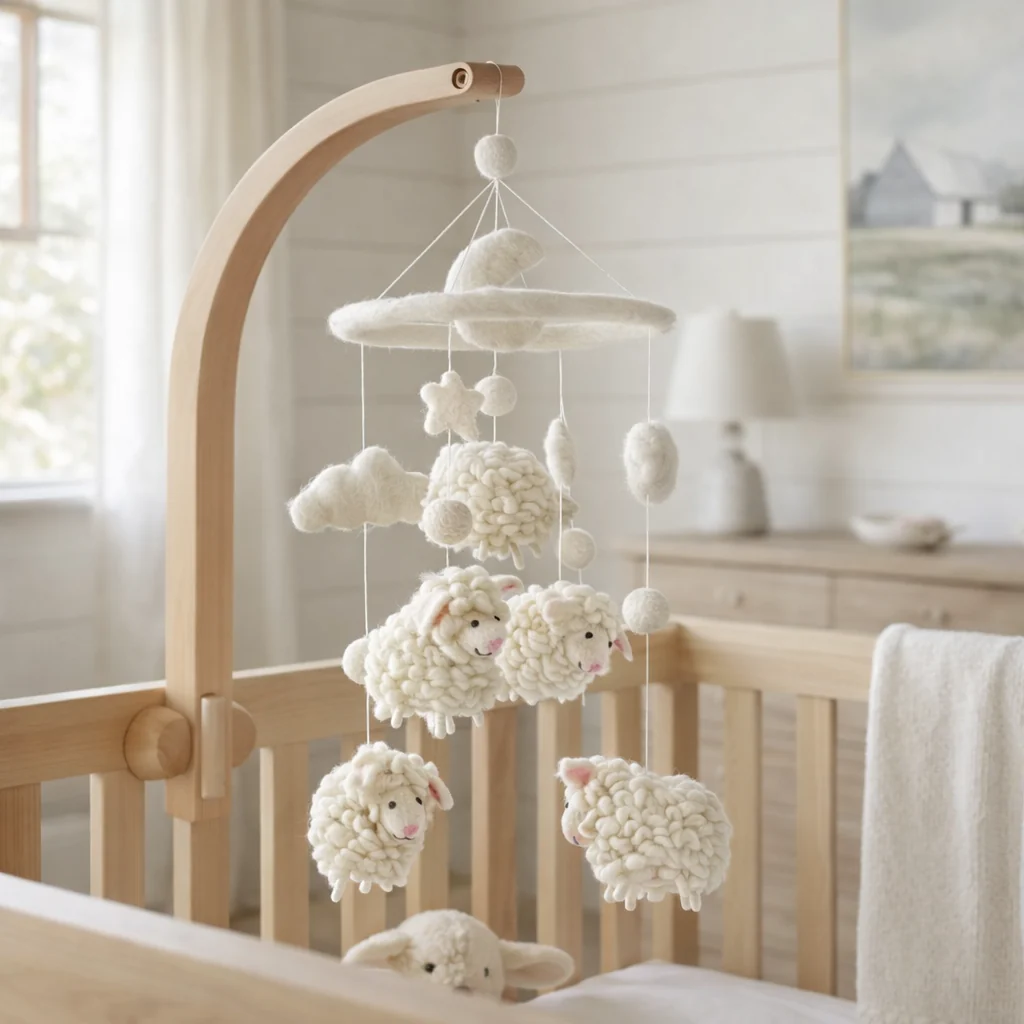 Sheep Felt Baby Mobile