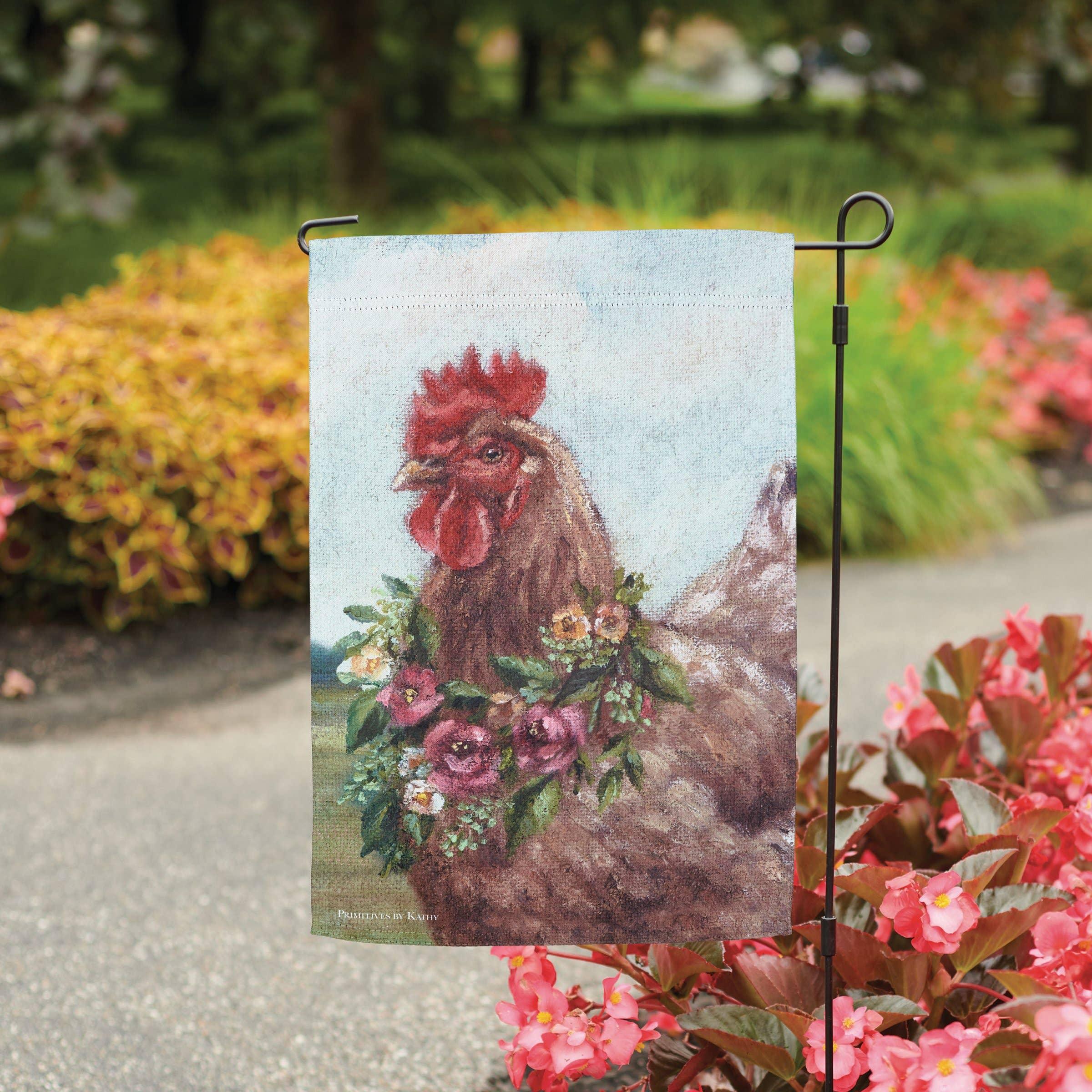 Floral Chicken Garden Flag - Image 3
