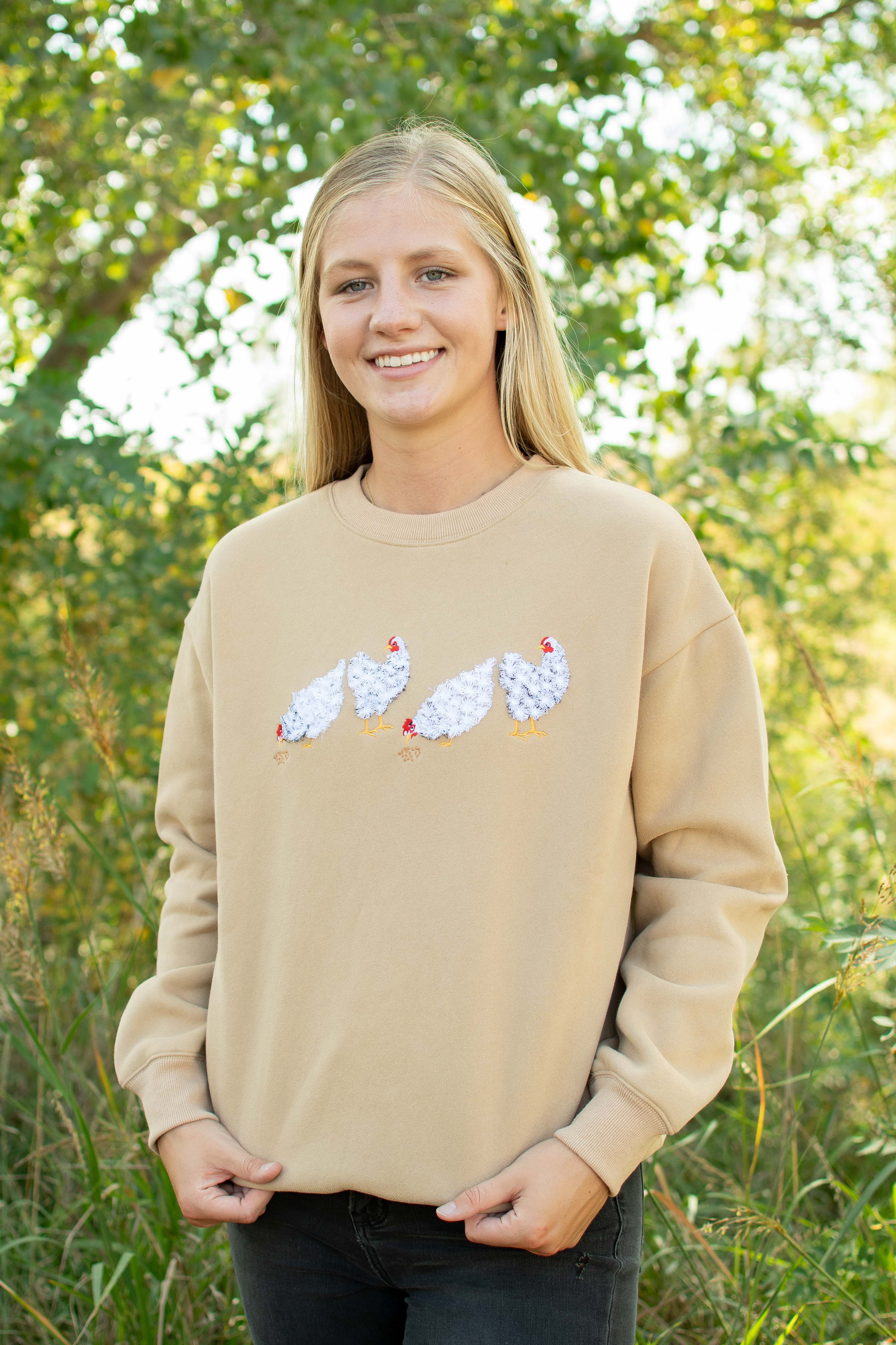 Fluffy White Chicken Tan Crewneck - Image 6