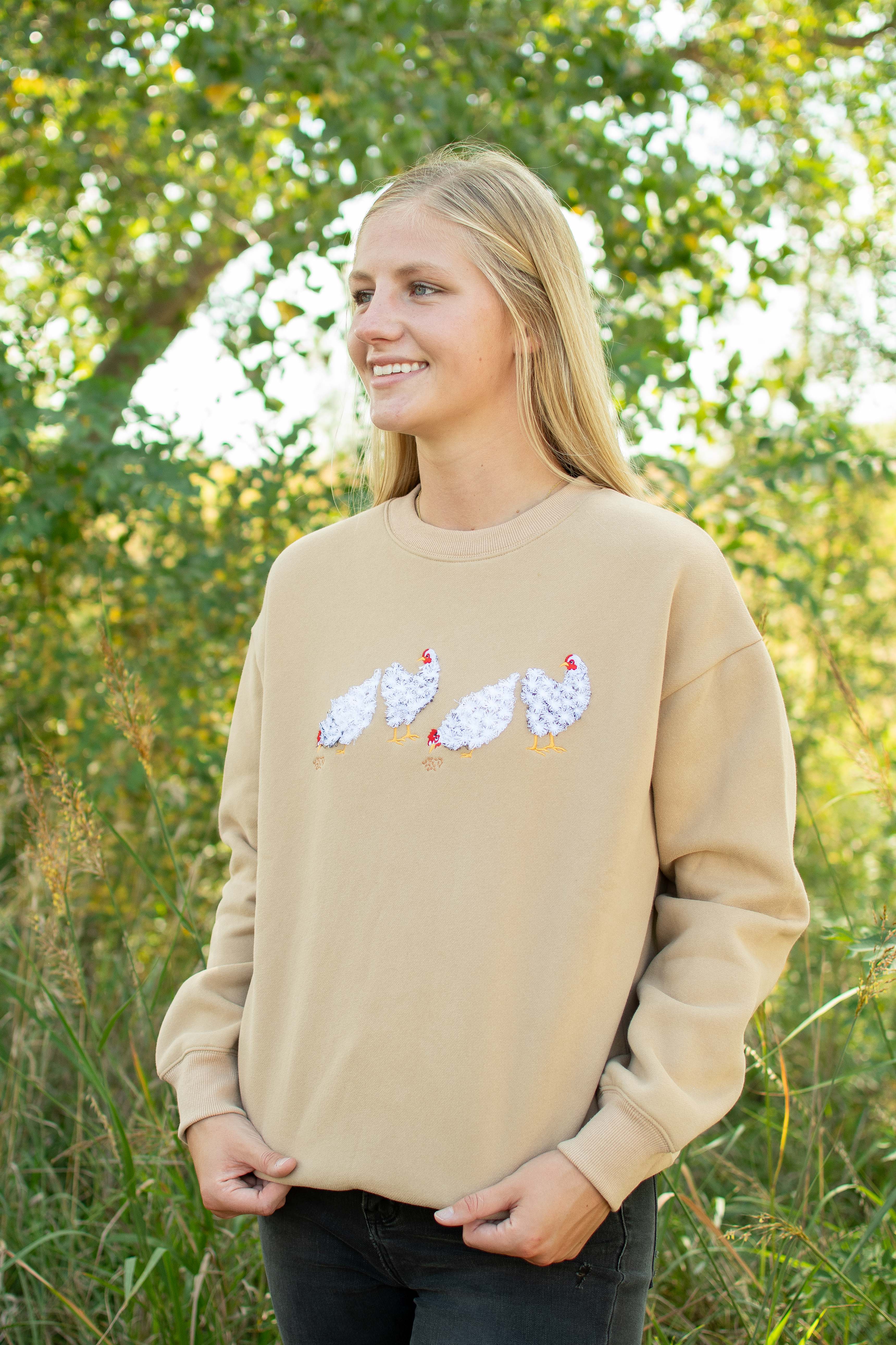 Fluffy White Chicken Tan Crewneck - Image 7