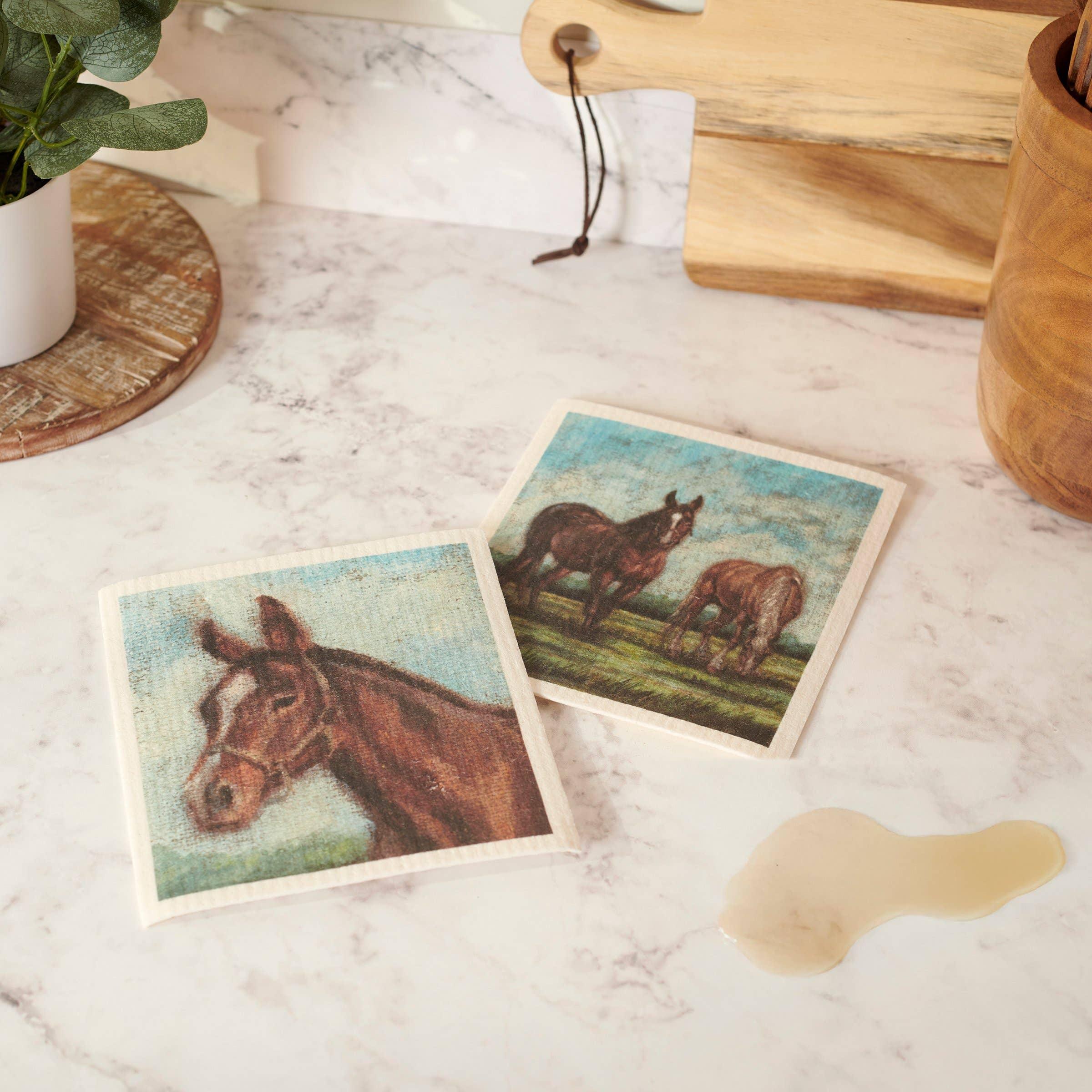 Grazing Horses Swedish Dishcloth Set - Image 4