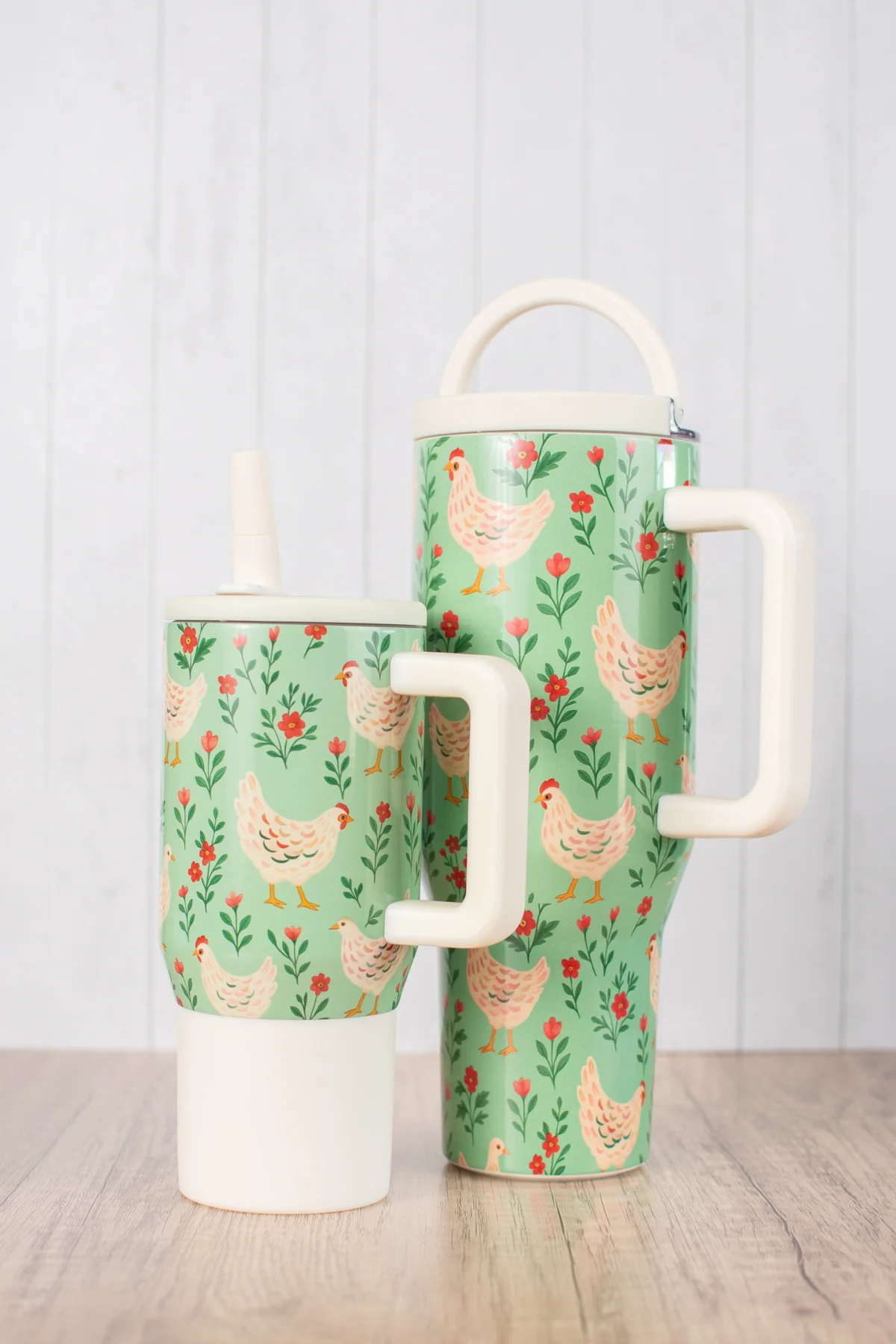 Green Chickens & Blooms 40oz Water Tank Tumbler - Image 5