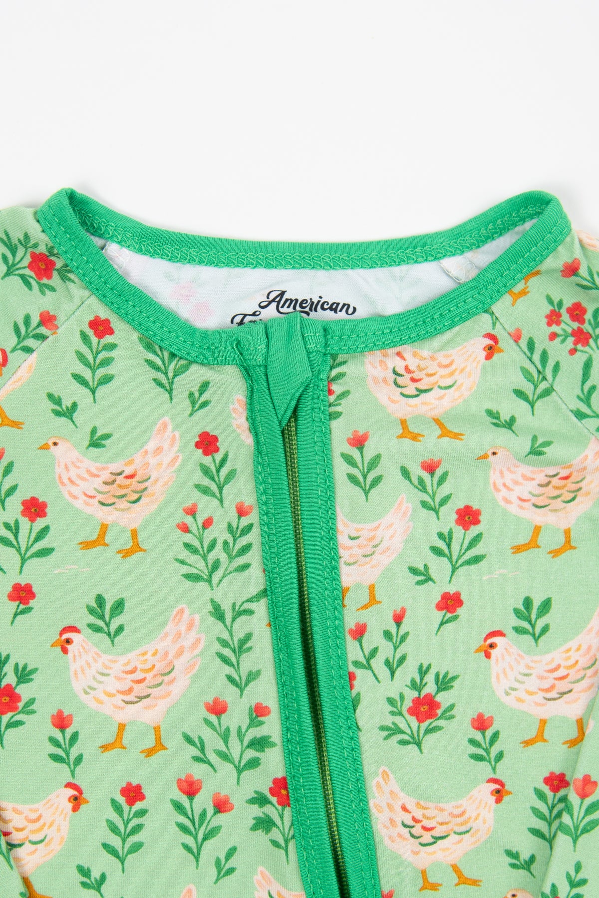 Green Chickens & Blooms Baby Bamboo Zippy - Image 6