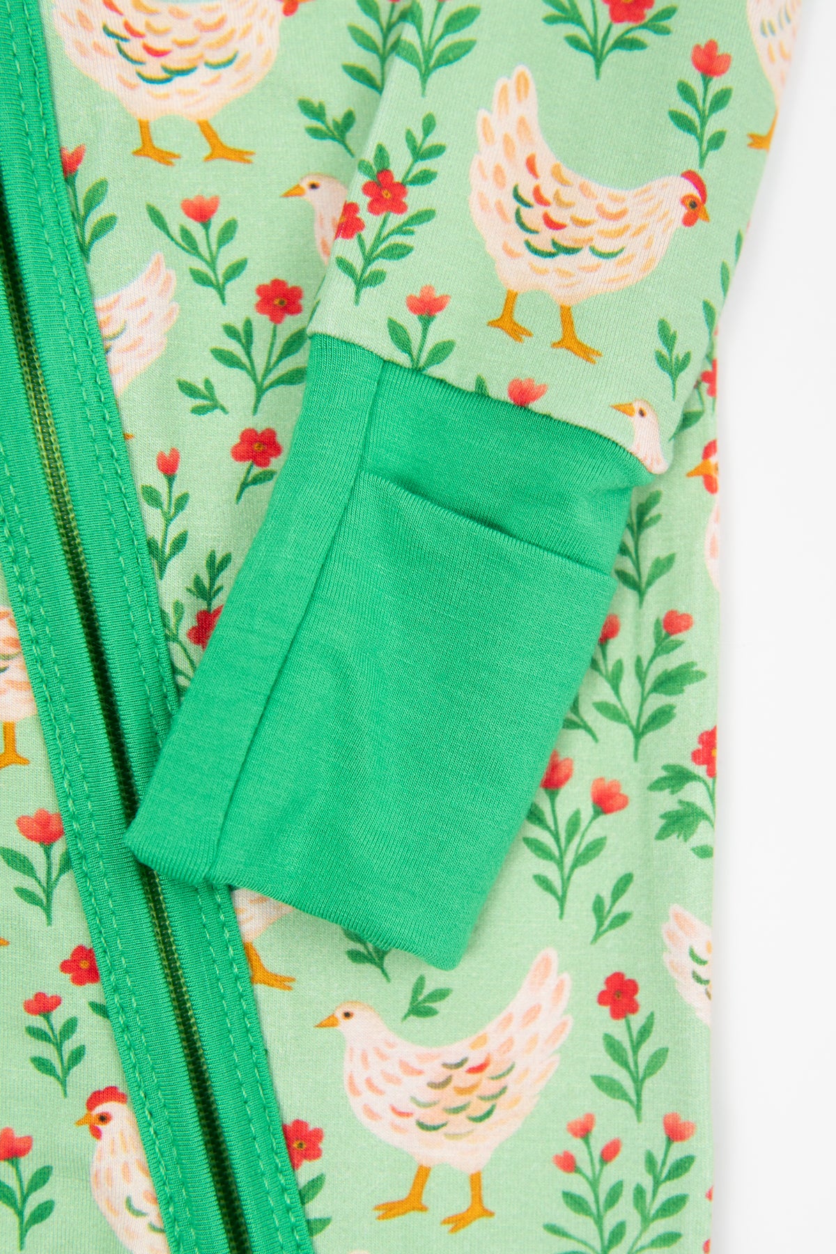 Green Chickens & Blooms Baby Bamboo Zippy - Image 7