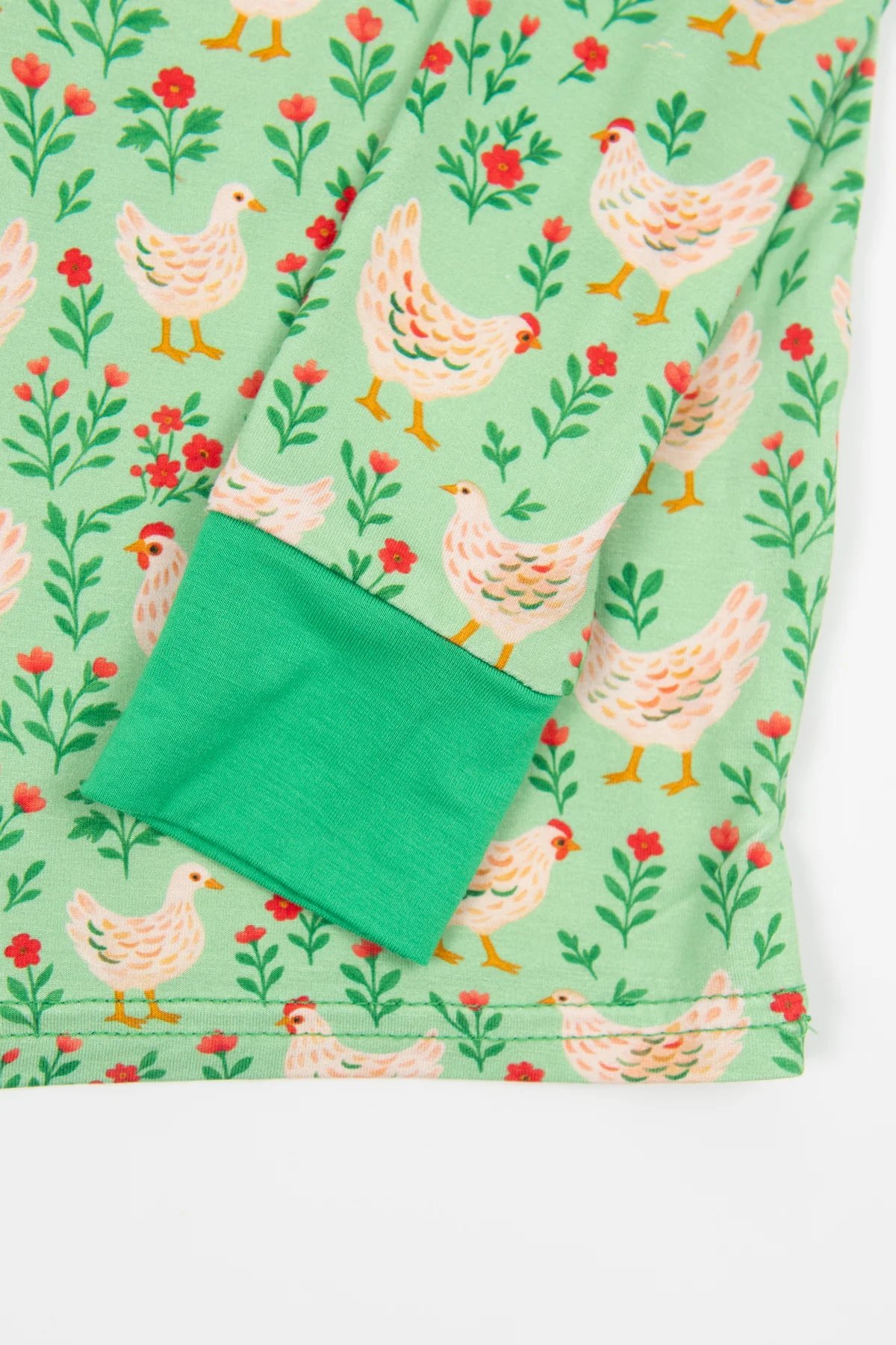 Green Chickens & Blooms Toddler/Youth Bamboo Pajama Set - Image 9