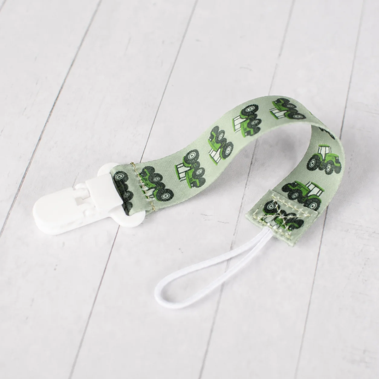 Green Tractor Paci Clip