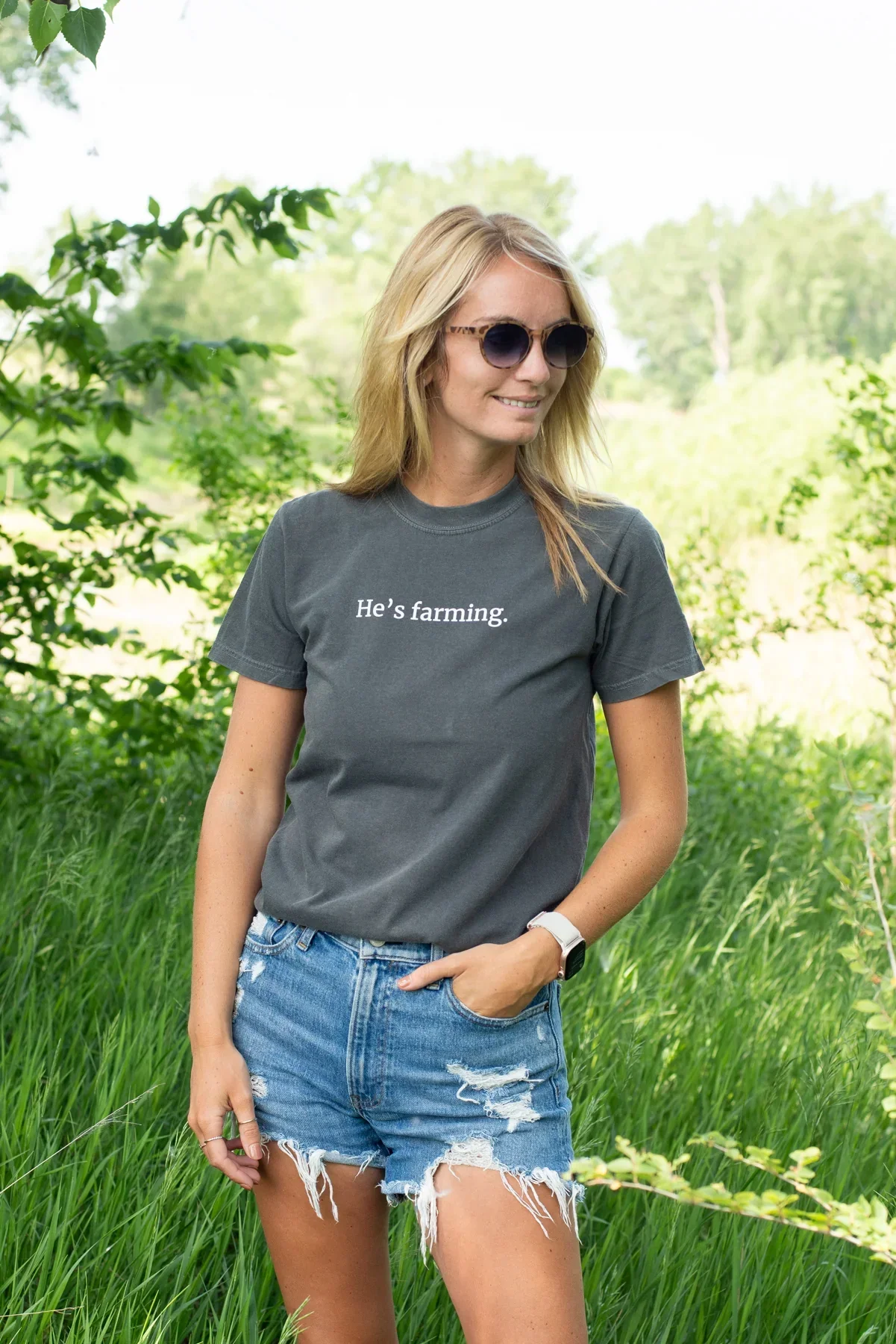 He's Farming.' Charcoal Tee - Image 2