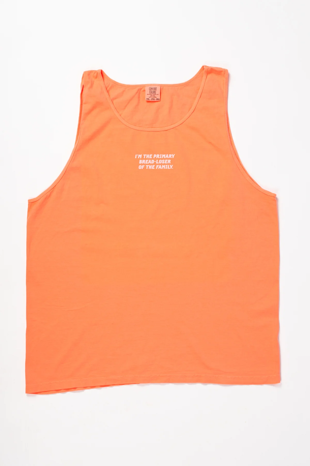 I'm the Primary Bread-Loser of the Family.' Neon Orange Tank Top - Image 3