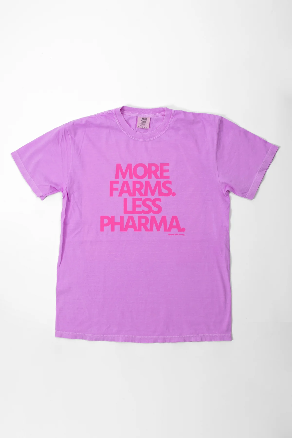More Farms. Less Pharma.' Neon Purple Tee - Image 2