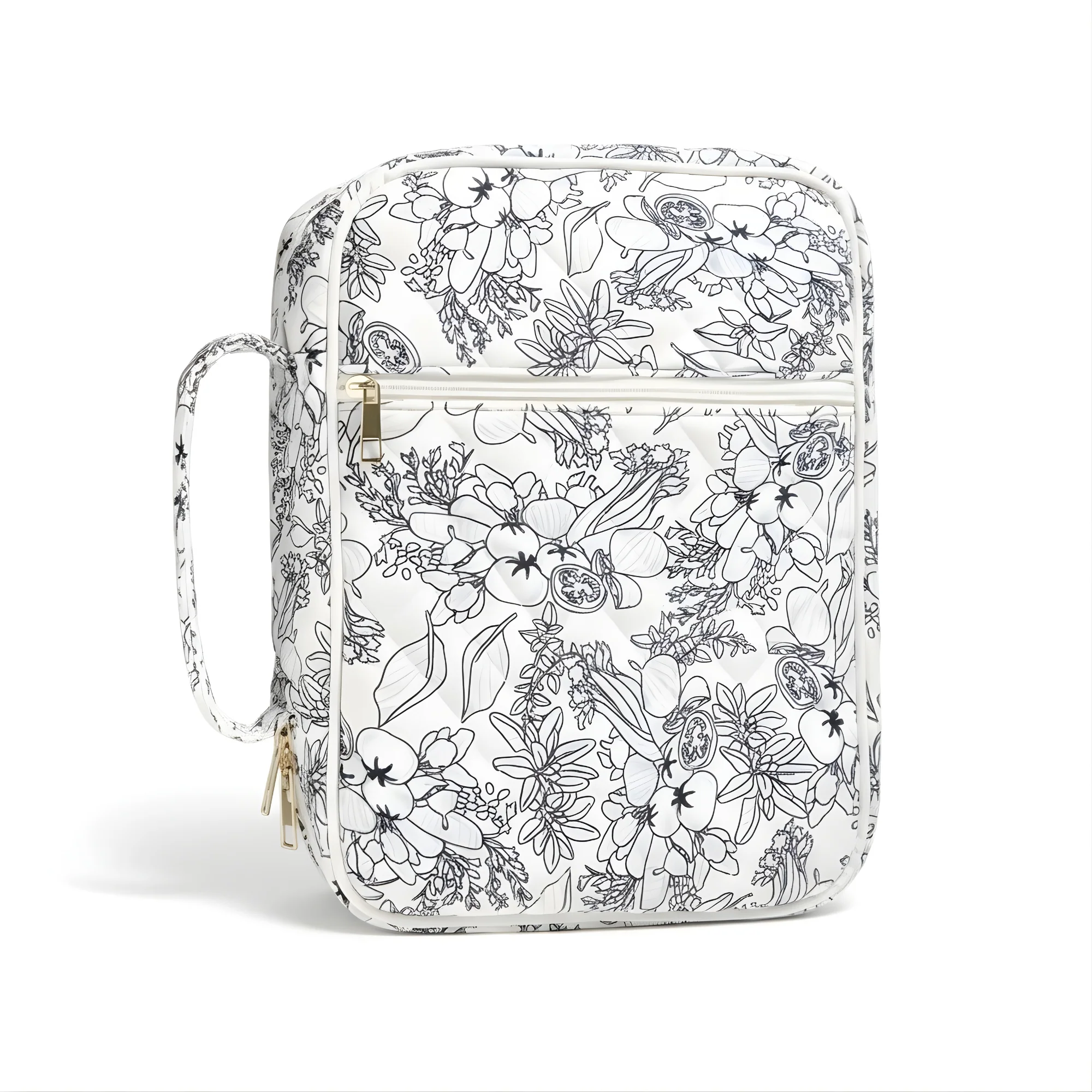 Navy Floral Quilted Bible Case