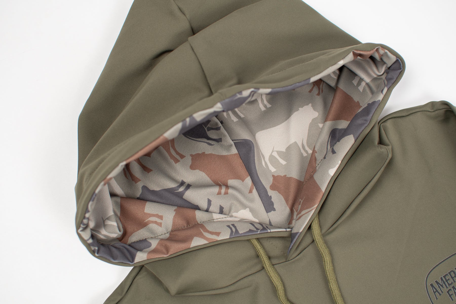 AFC Olive Performance Toddler/Youth Hoodie w/ Cow Camo Hood - Image 6
