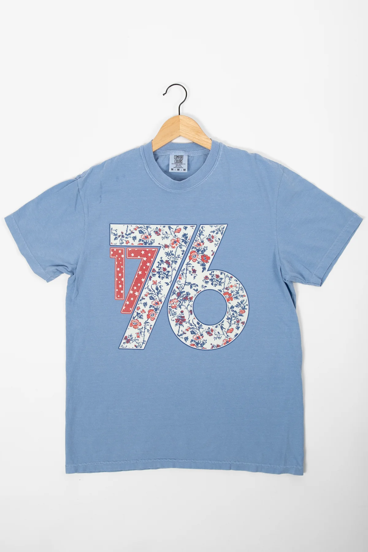 Patriotic Floral '1776' Blue Tee - Image 3