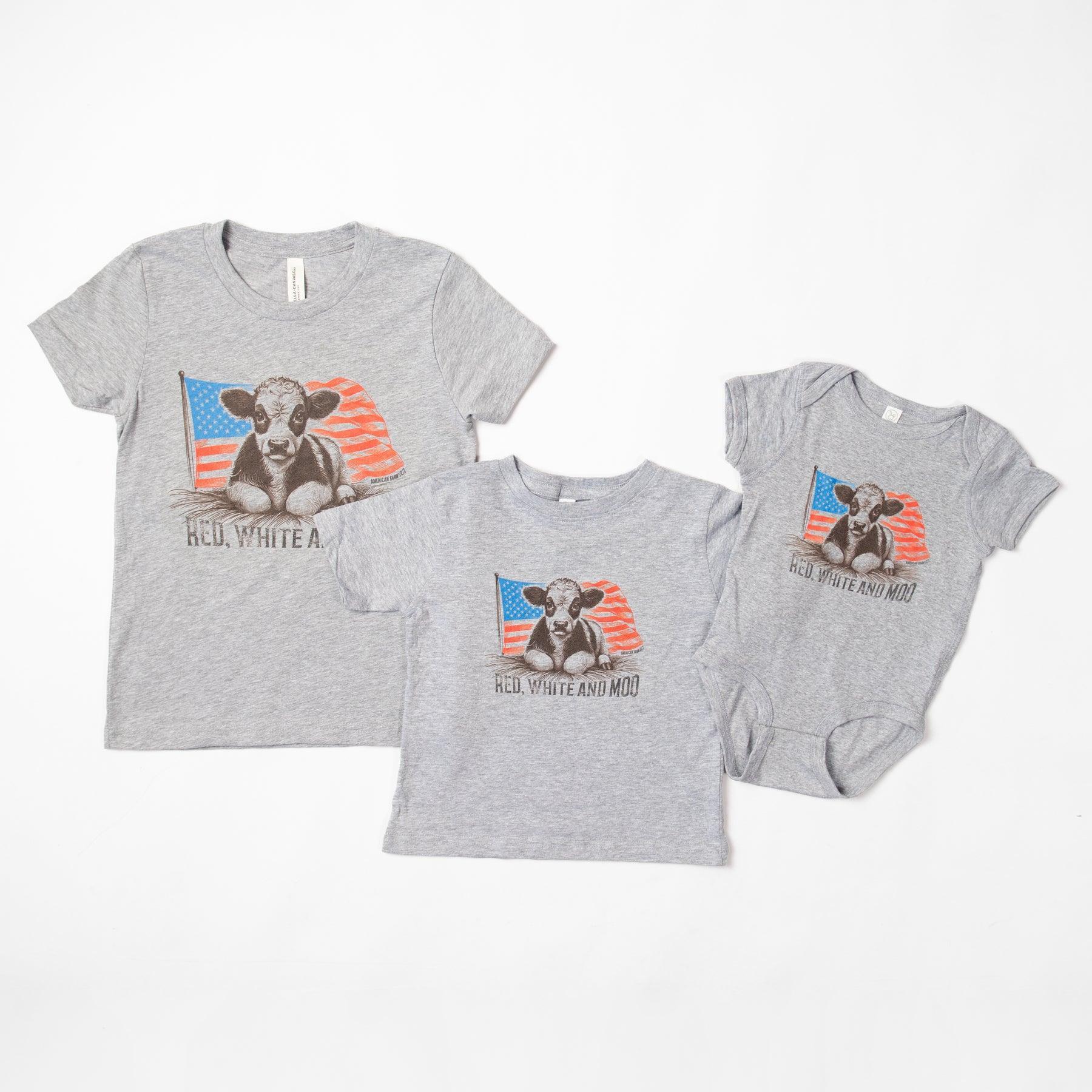 Patriotic Calf 'Red, White, & Moo' Toddler/Youth Tee - Image 3